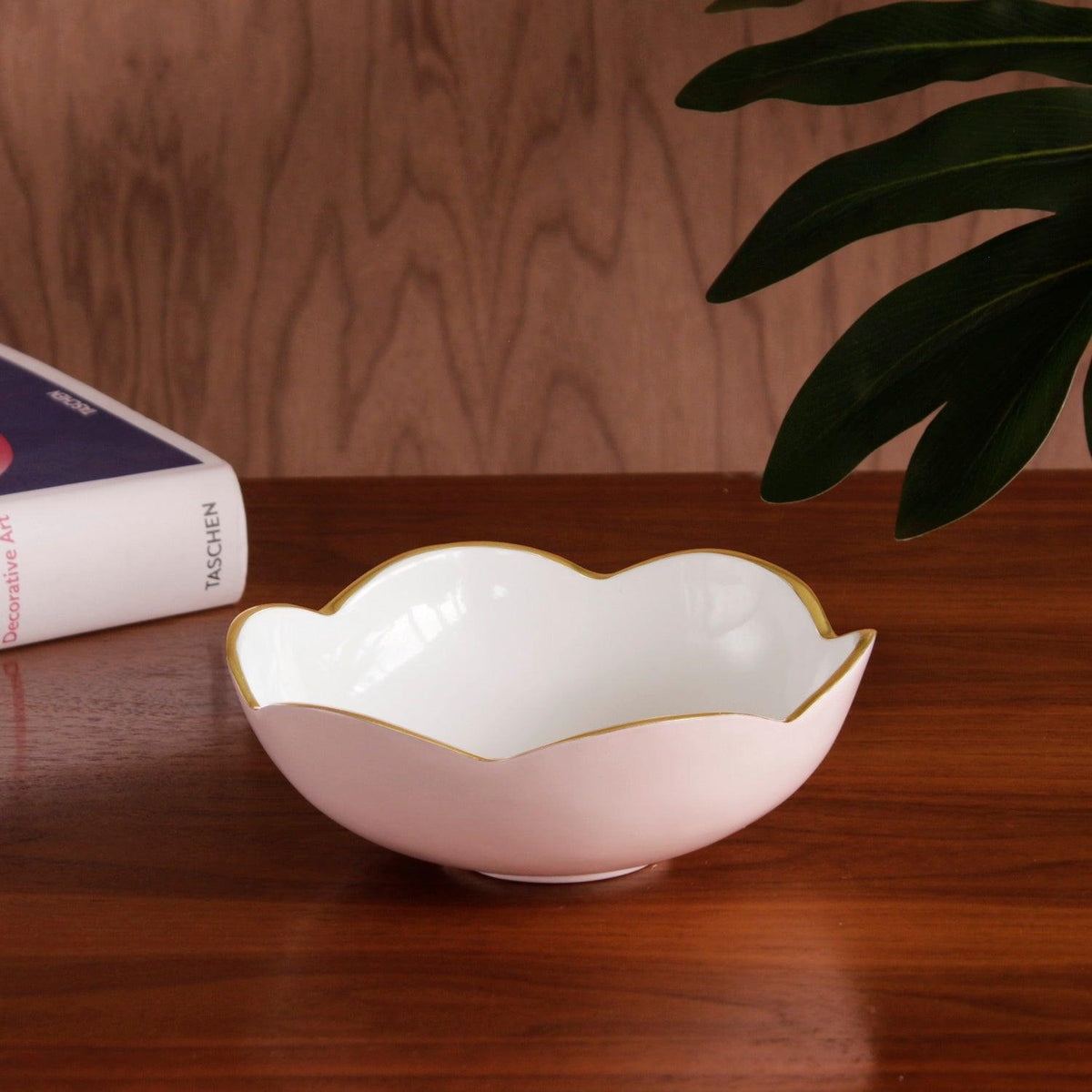 Encanto Blush Pink & White Mini Round Serving Bowl - Bowl View | Bone & Brass