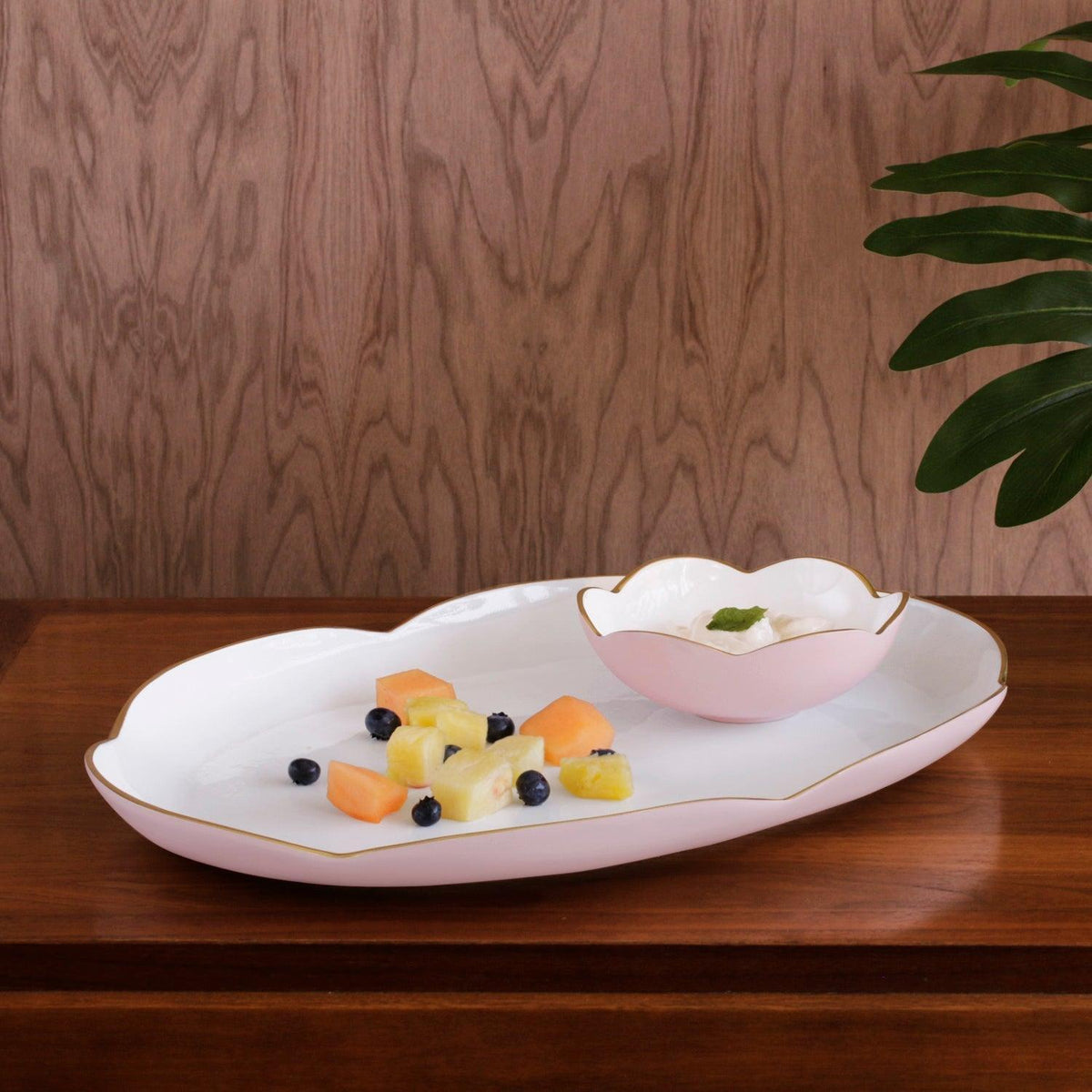 Encanto Blush Pink & White Mini Round Serving Bowl - Bowl Detail | Bone & Brass