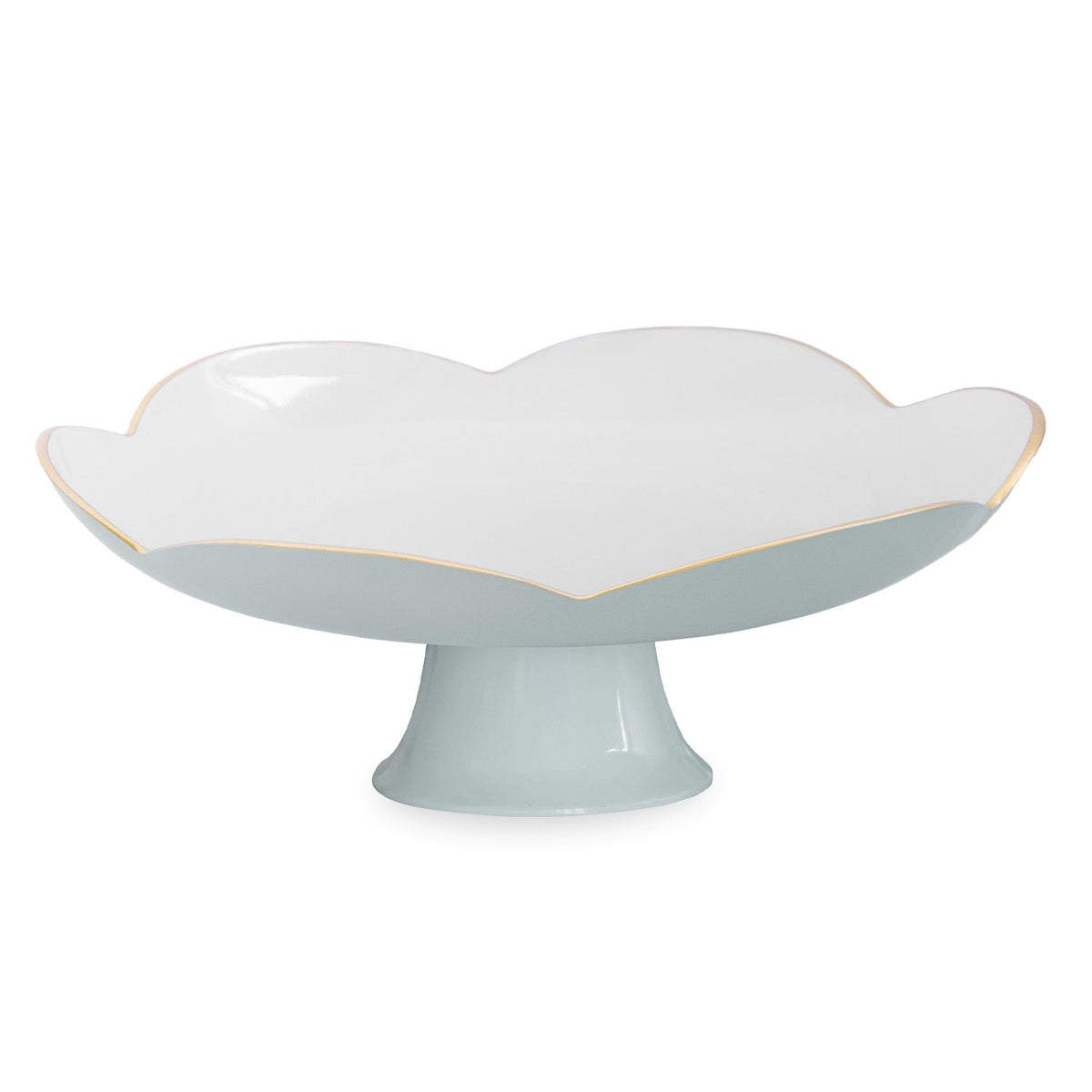 Encanto Amelia Pedestal Cake Plate Slate Blue & White | Bone & Brass