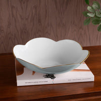 Slate Blue & White Amelia Medium Serving Bowl - Bowl Detail | Bone & Brass