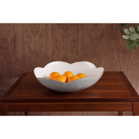 Amelia Slate Blue & White Large Serving Bowl - Bowl Top View | Bone & Brass