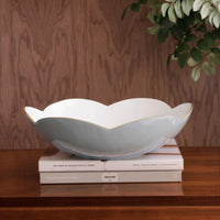 Amelia Slate Blue & White Large Serving Bowl - Bowl Detail | Bone & Brass