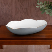 Encanto Amelia Extra Large Oval Bowl Slate White - Bowl Detail | Bone & Brass