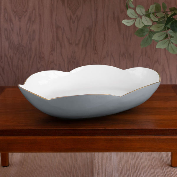 Encanto Amelia Extra Large Oval Bowl Slate White - Bowl Detail | Bone & Brass