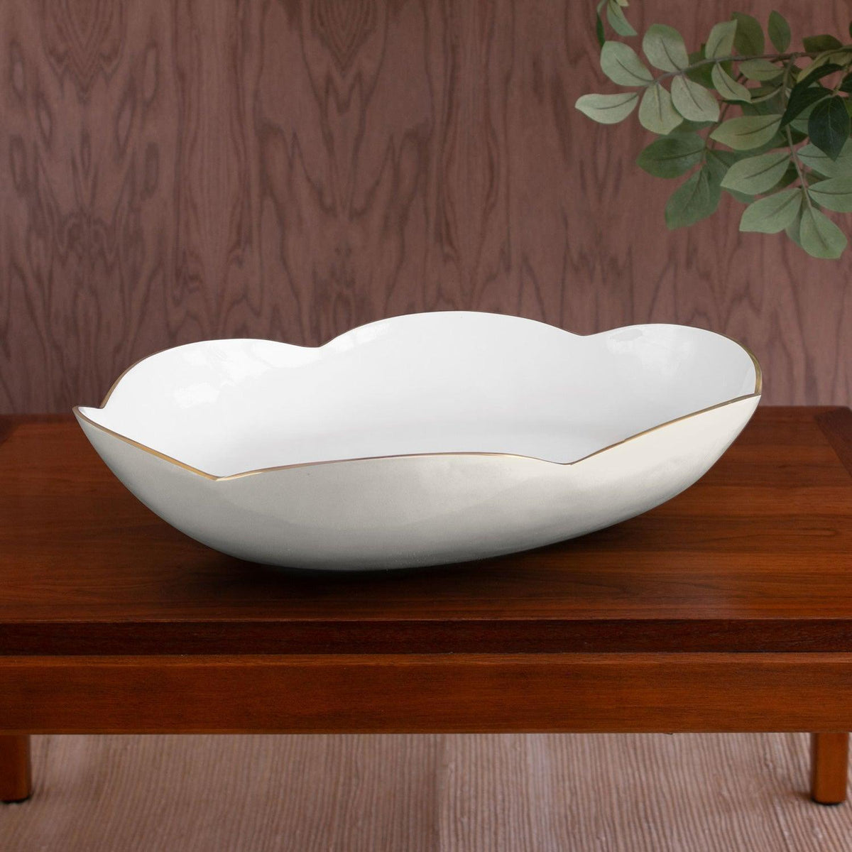 Encanto Amelia Extra Large Oval Bowl Cream White - Bowl Detail | Bone & Brass