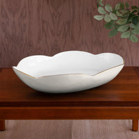 Encanto Amelia Extra Large Oval Bowl Cream White - Bowl Detail | Bone & Brass