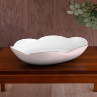 Encanto Amelia Extra Large Oval Bowl Camellia White - Bowl Detail | Bone & Brass