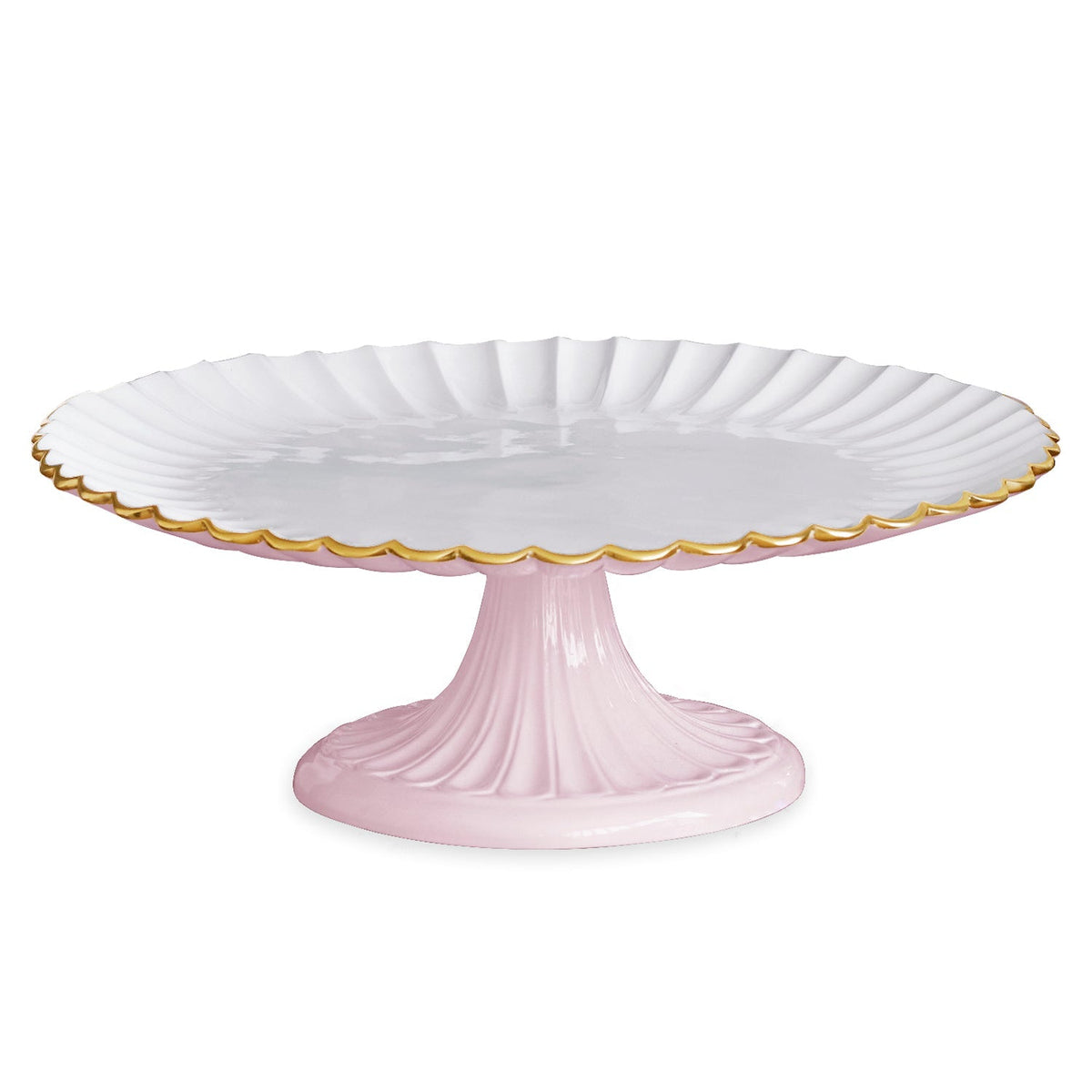 Encanto Vienna Pedestal Cake Plate Camellia White | Bone & Brass