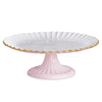 Encanto Vienna Pedestal Cake Plate Camellia White | Bone & Brass
