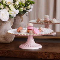 Encanto Vienna Pedestal Cake Plate Camellia White - Cake Plate Detail | Bone & Brass