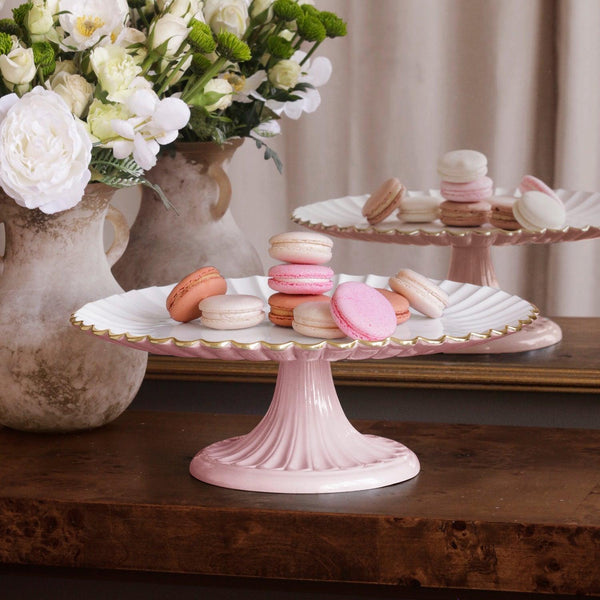 Encanto Vienna Pedestal Cake Plate Camellia White - Cake Plate Detail | Bone & Brass