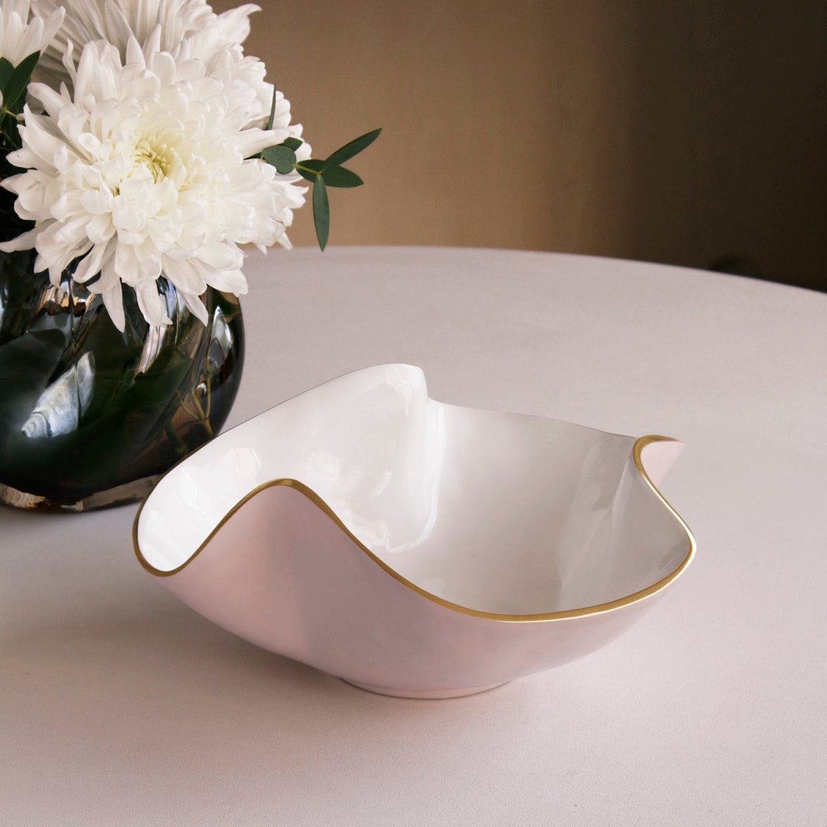 Encanto Aries Small Bowl Camellia White - Bowl Side View | Bone & Brass