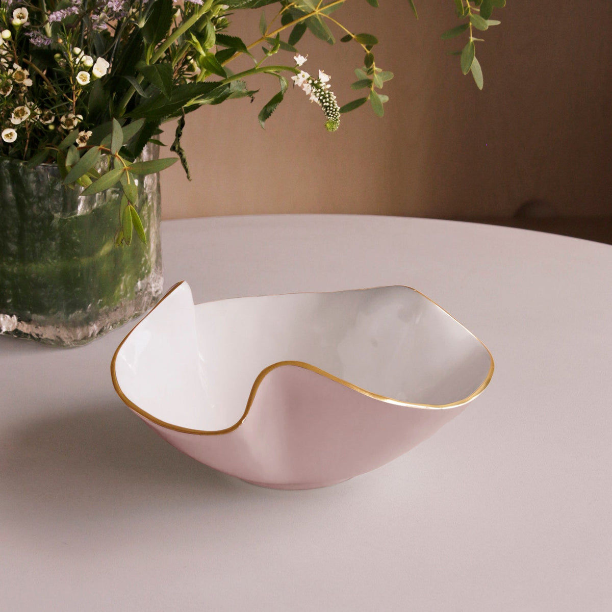 Encanto Aries Small Bowl Camellia White - Bowl Top View | Bone & Brass