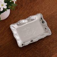 Giftables Organic Pearl Rectangular Engraved Tray "Time to Mahj!" - Tray Detail | Bone & Brass