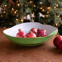 Encanto Nuevo Large Bowl Leaf Green & White - Bowl Detail | Bone & Brass