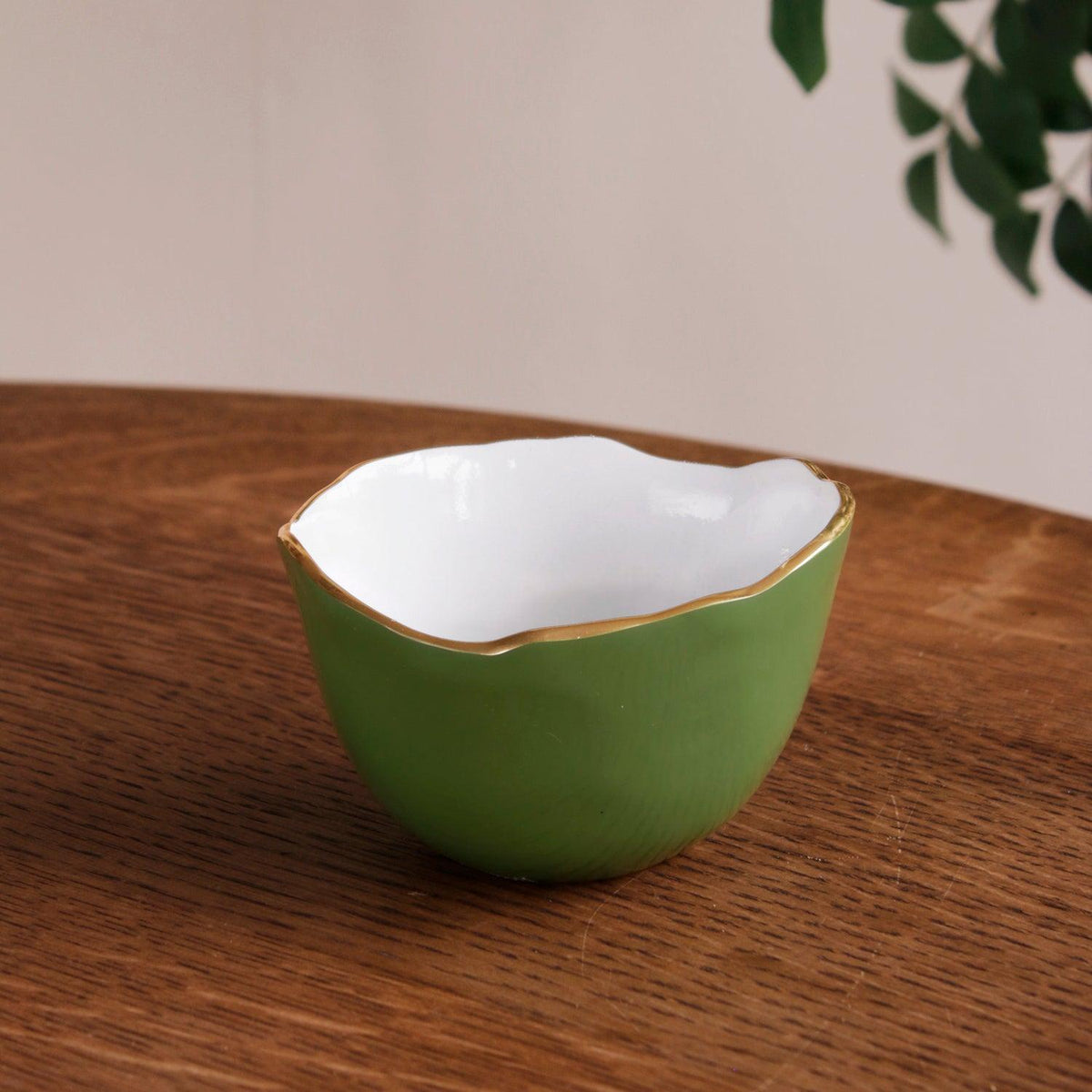 Encanto Osaka Small Bowl (Leaf Green White) - Bowl Top View | Bone & Brass