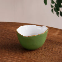 Encanto Osaka Small Bowl (Leaf Green White) - Bowl Top View | Bone & Brass