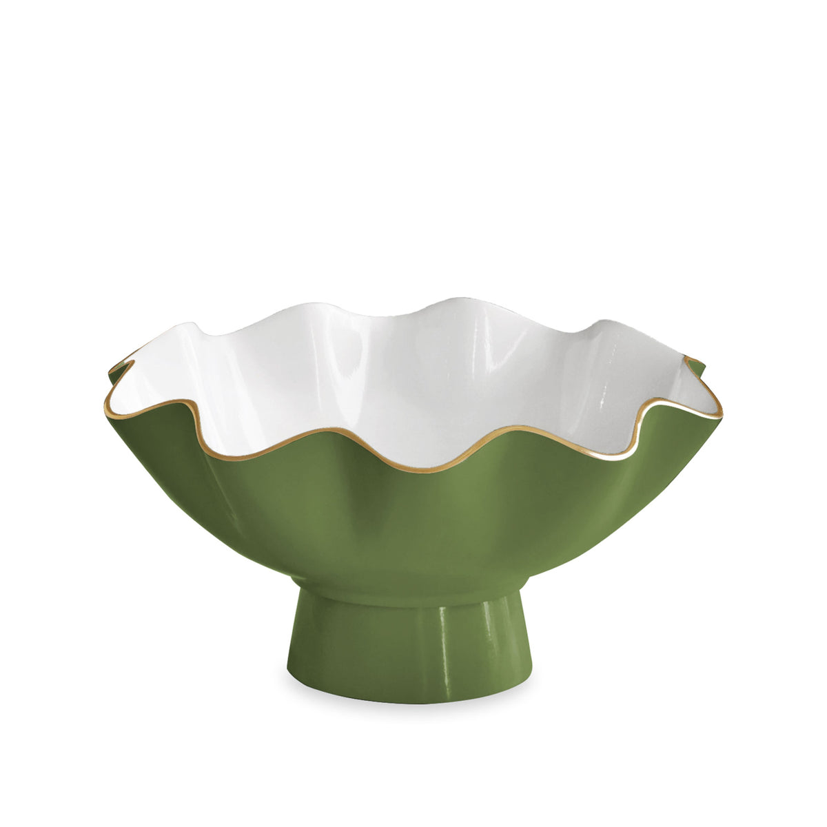 Encanto Carola Small Pedestal Leaf Green White | Bone & Brass