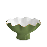 Encanto Carola Small Pedestal Leaf Green White | Bone & Brass