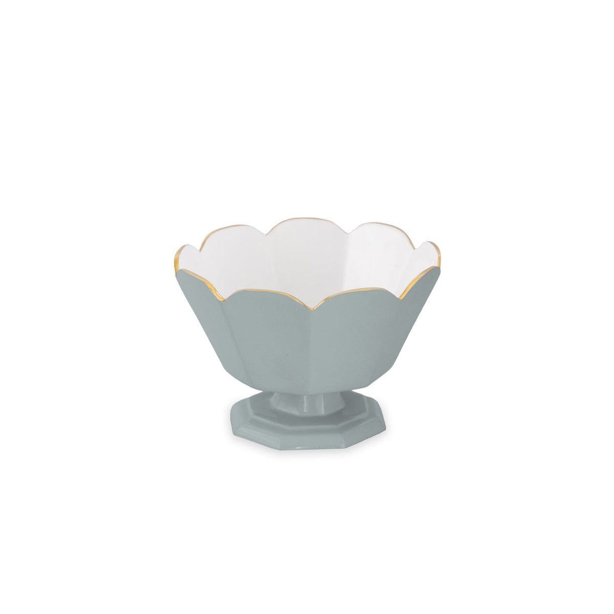 Encanto Vintage Faceted Pedestal Slate White | Bone & Brass