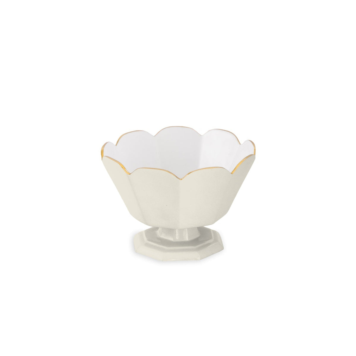 Encanto Vintage Faceted Pedestal Cream White | Bone & Brass