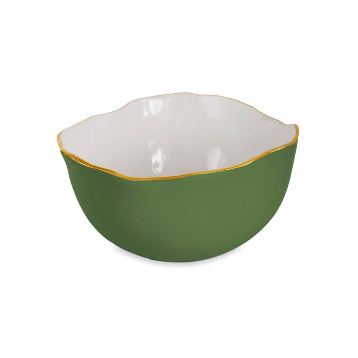 Encanto Osaka Large Bowl Leaf Green White | Bone & Brass