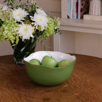 Encanto Osaka Large Bowl Leaf Green White - Bowl Detail | Bone & Brass