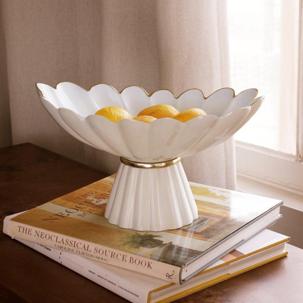 Encanto Vintage Hermes Pedestal Cream White - Pedestal Detail | Bone & Brass