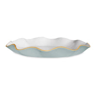 Slate Blue & White Large Round Scalloped Platter