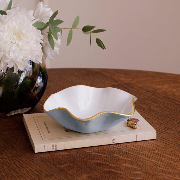 Encanto Carola Small Round Bowl Slate White - Bowl Detail | Bone & Brass