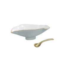 Encanto Claire Small Oval bowl spoon Slate & White | Bone & Brass