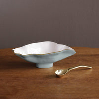 Encanto Claire Small Oval bowl spoon Slate & White - Bowl Top View | Bone & Brass