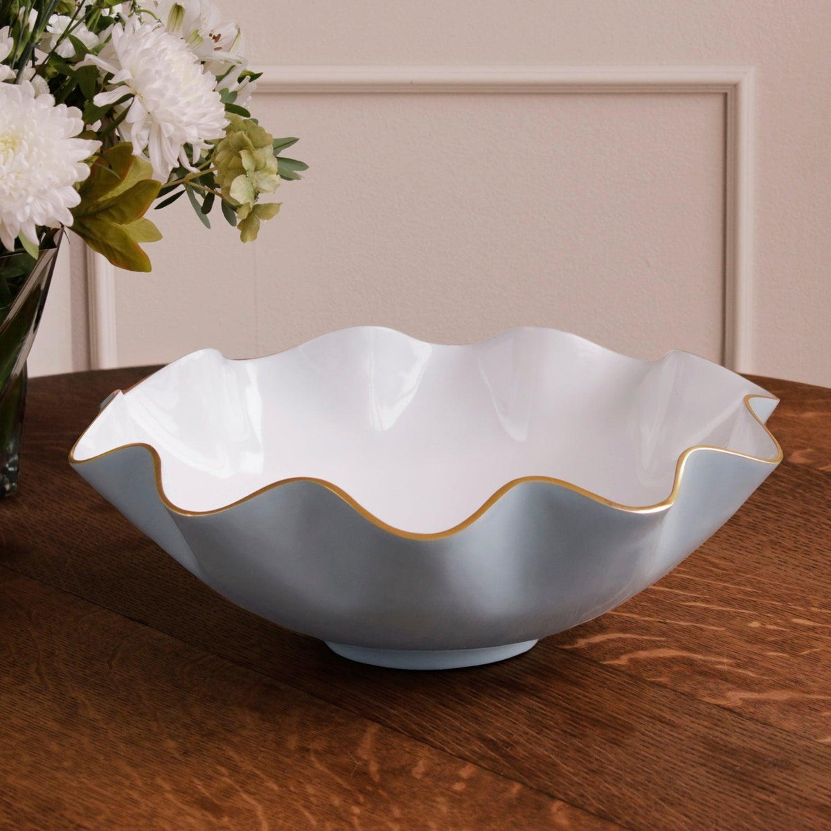 Encanto Carola Extra Large Bowl Slate & White - Bowl Top View | Bone & Brass