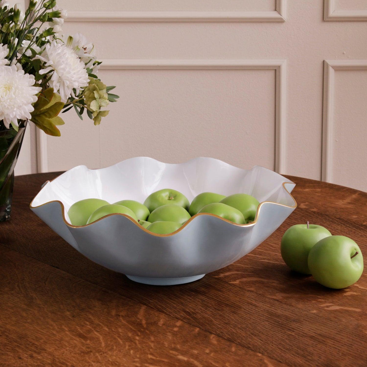 Encanto Carola Extra Large Bowl Slate & White - Bowl Side View | Bone & Brass