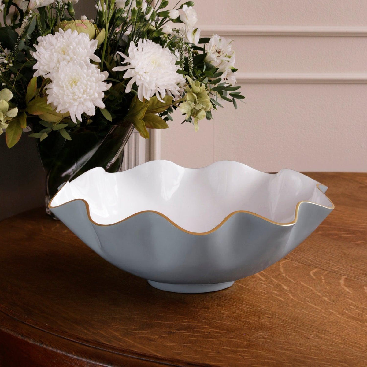 Encanto Carola Extra Large Bowl Slate & White - Bowl View | Bone & Brass