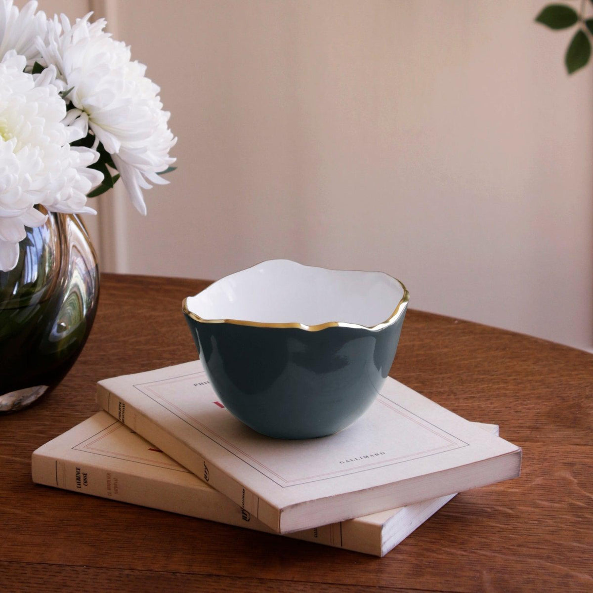 Encanto Osaka Small Bowl Midnight & White - Bowl Top View | Bone & Brass