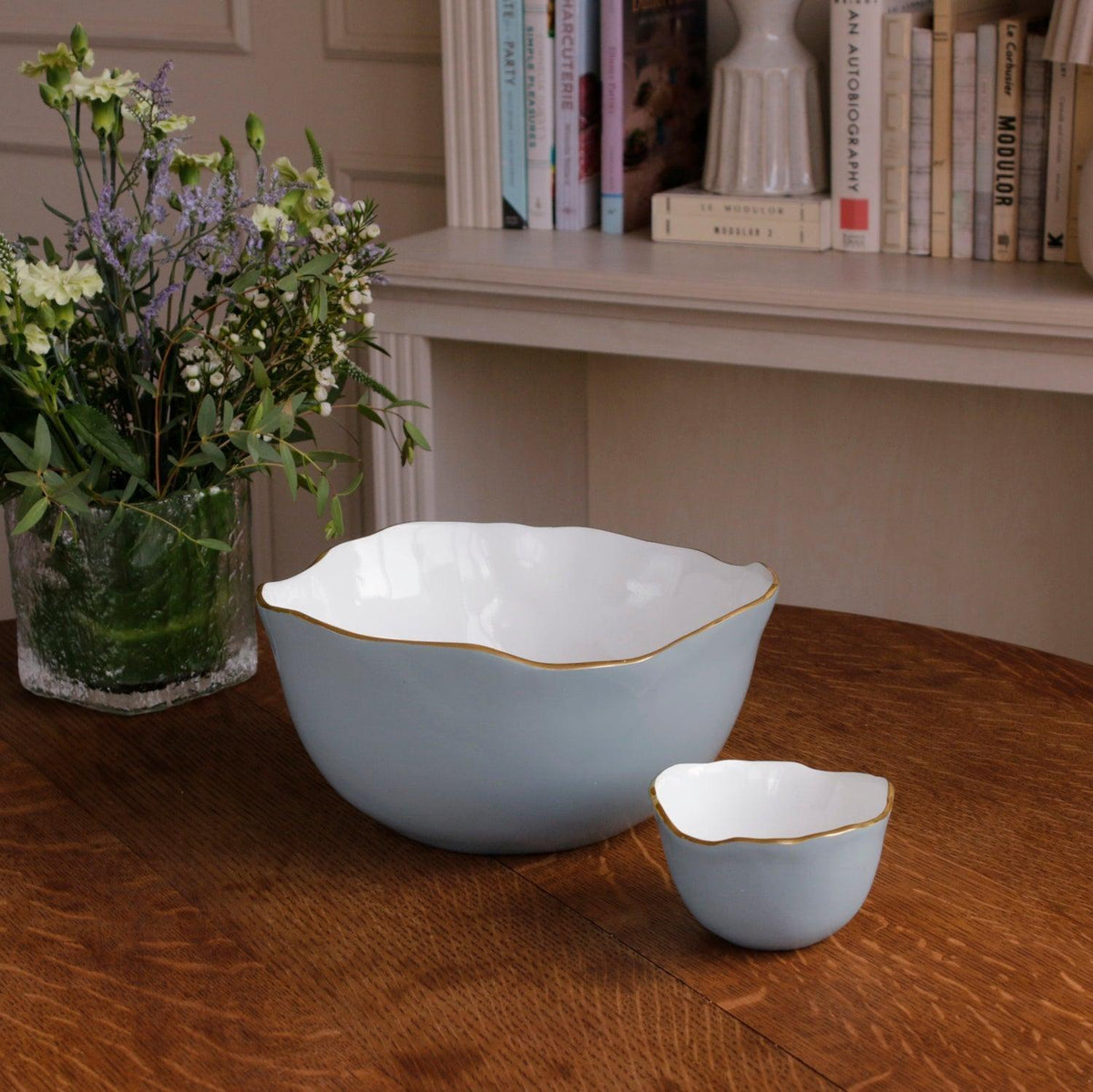 Encanto Osaka Large Bowl Slate & White - Bowl View | Bone & Brass