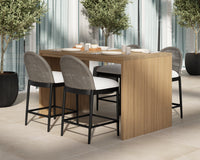 Calandri Grey Wicker & Cream Outdoor Counter Stool