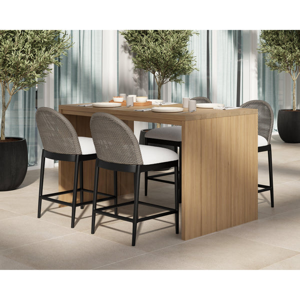 Calandri Grey Wicker & Cream Outdoor Counter Stool
