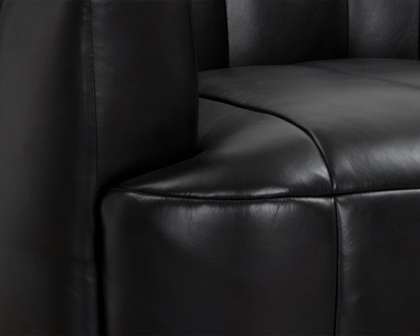 Tadeo Swivel Rustic Oak - Vintage Black Night Leather Armchair