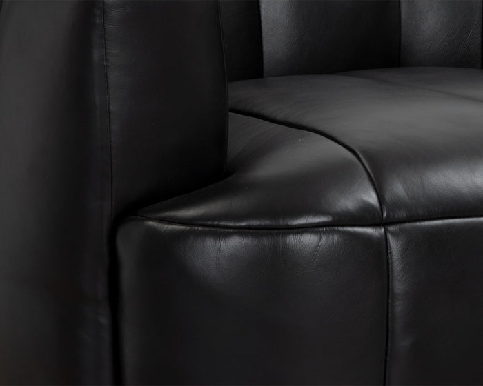 Tadeo Swivel Rustic Oak - Vintage Black Night Leather Armchair