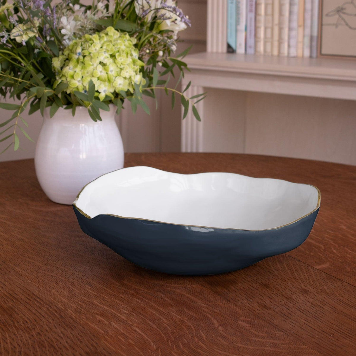 Encanto Nuevo Large Bowl Midnight & White - Bowl Top View | Bone & Brass
