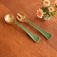 Encanto Soho Salad Servers Leaf Green - Set Top View | Bone & Brass