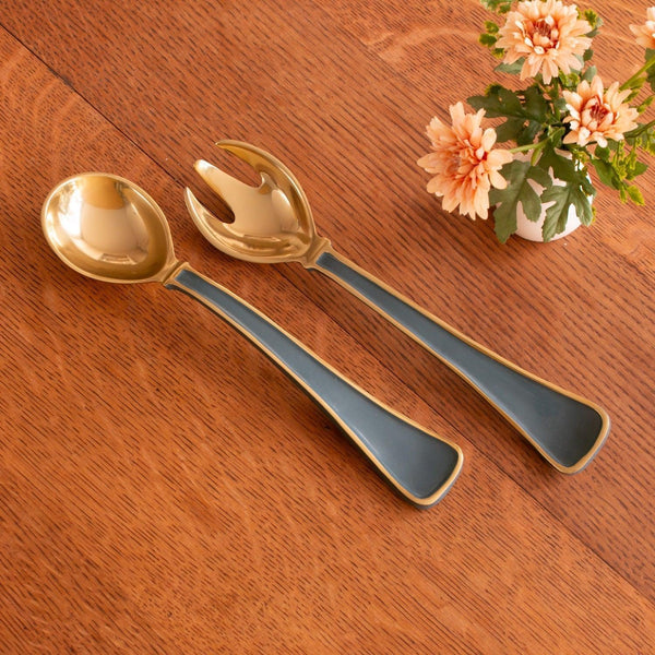Encanto Soho Salad Servers Midnight - Set Detail | Bone & Brass