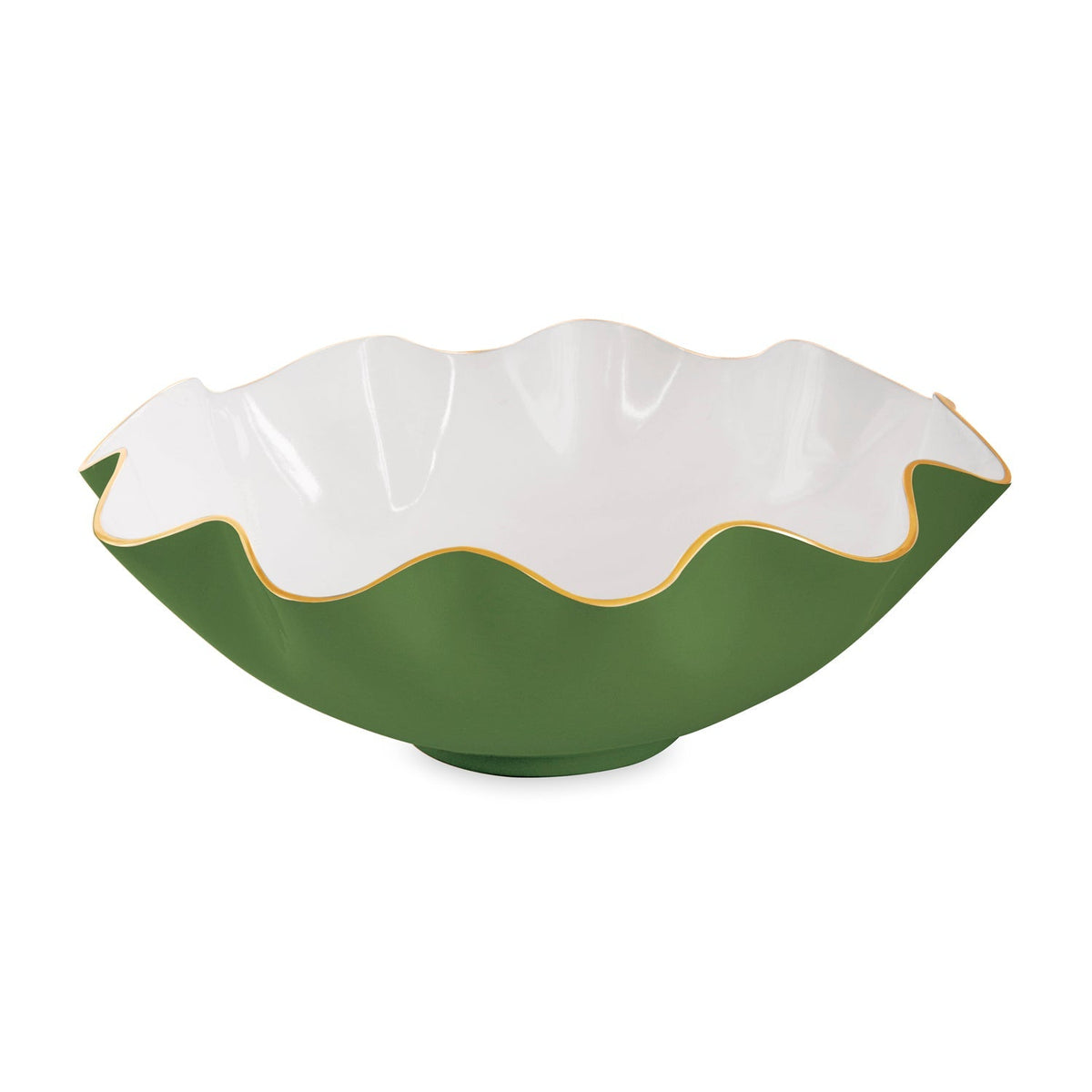 Encanto Carola Extra Large Bowl Leaf Green White | Bone & Brass