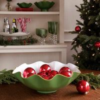 Encanto Carola Extra Large Bowl Leaf Green White - Bowl View | Bone & Brass