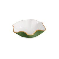 Encanto Carola Small Round Bowl Leaf Green White | Bone & Brass