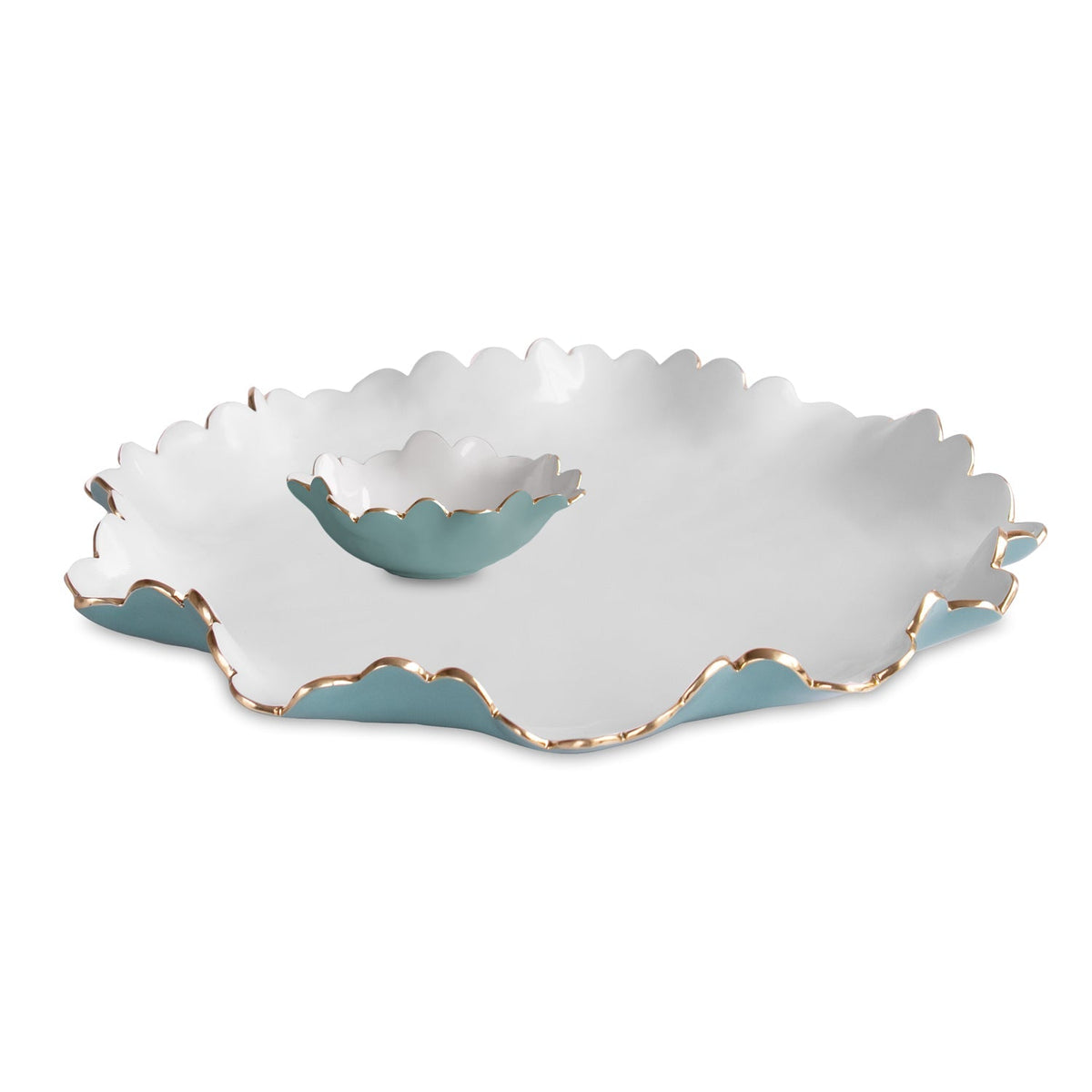 Encanto Colette Large Chip Dip (Turquoise White) | Bone & Brass