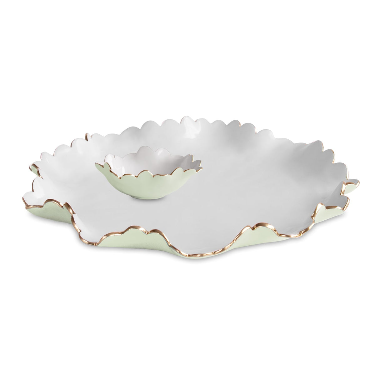 Encanto Colette Large Chip Dip (Pistachio White) | Bone & Brass