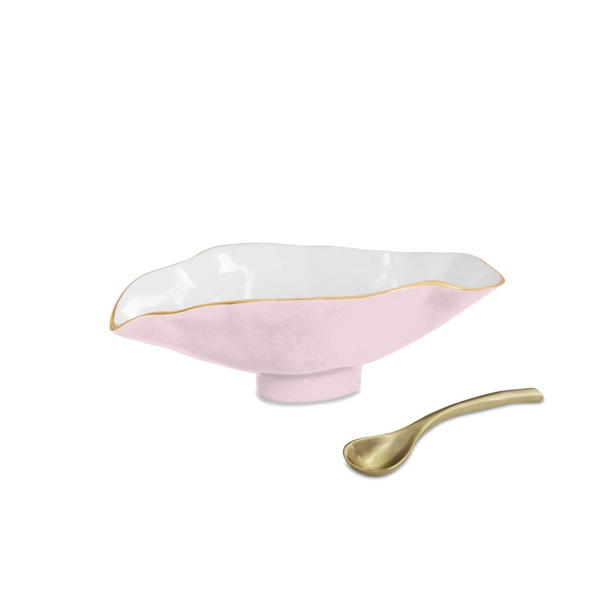 Encanto Claire Small Oval Bowl Spoon (Camellia, White Gold) | Bone & Brass